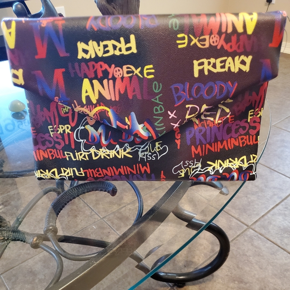 Black Graffiti Envelope Clutch